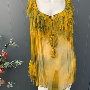 Round Neck Plein Sud losse 100% Silk yellowish…